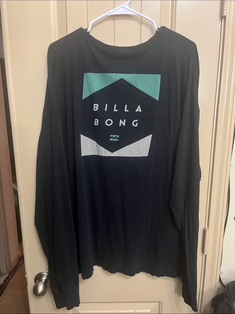 Billabong Black Long Sleeve Tee with Teal and White Graphic